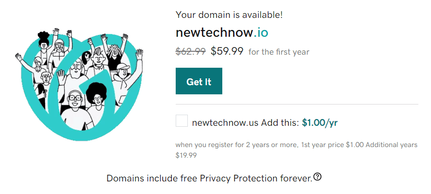 An example of a .io domain that is still available.
